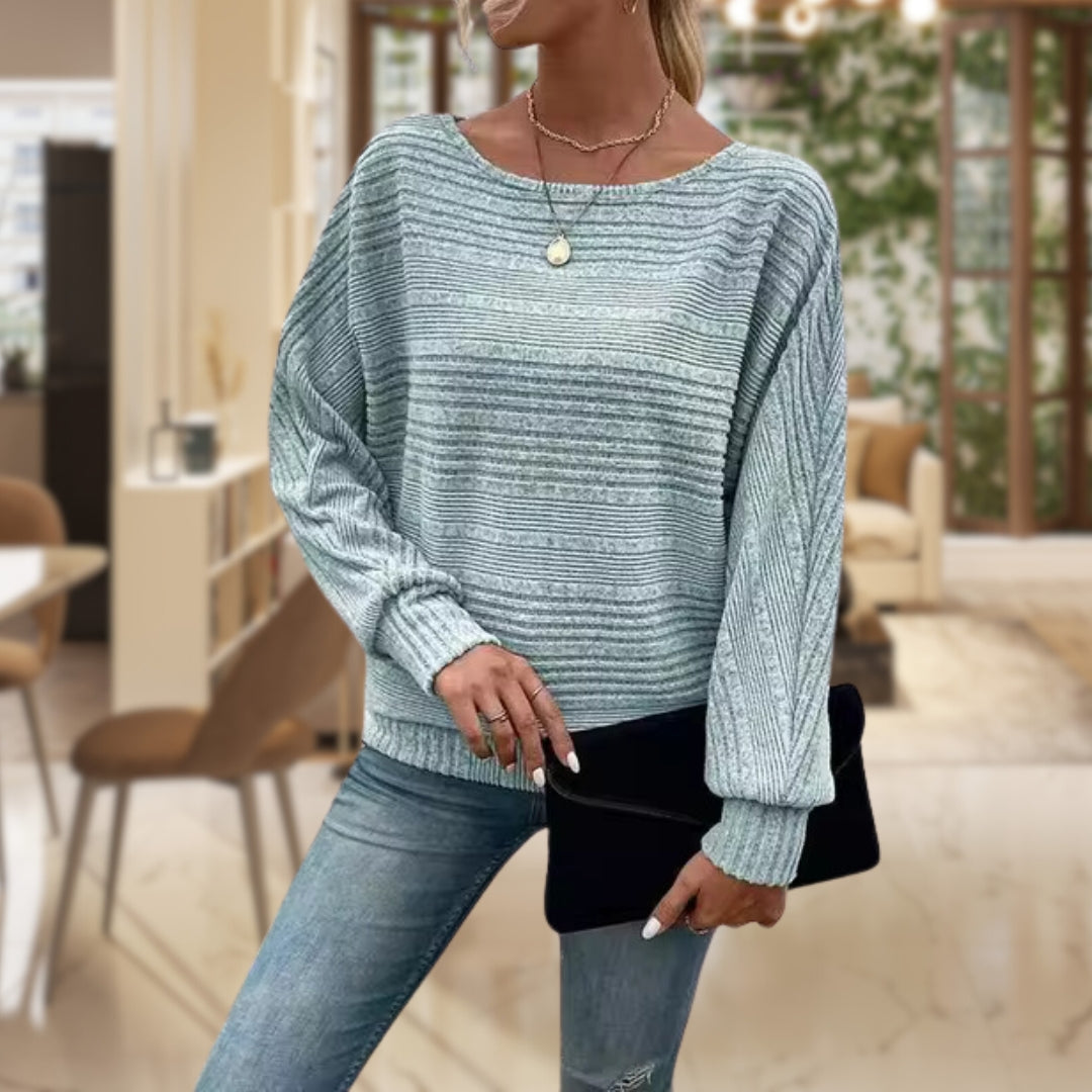 Damski Sweter z Dzianinowym Wzorem w Paski