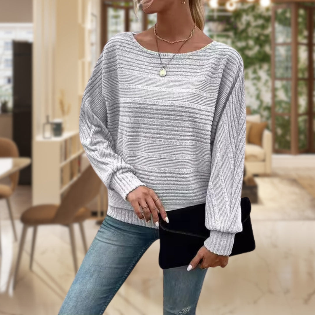 Damski Sweter z Dzianinowym Wzorem w Paski