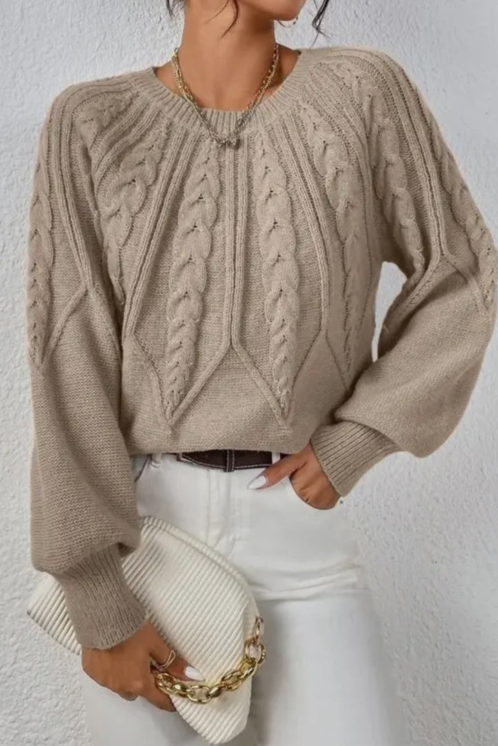 Damski Sweter z Wzorem Warkoczowym