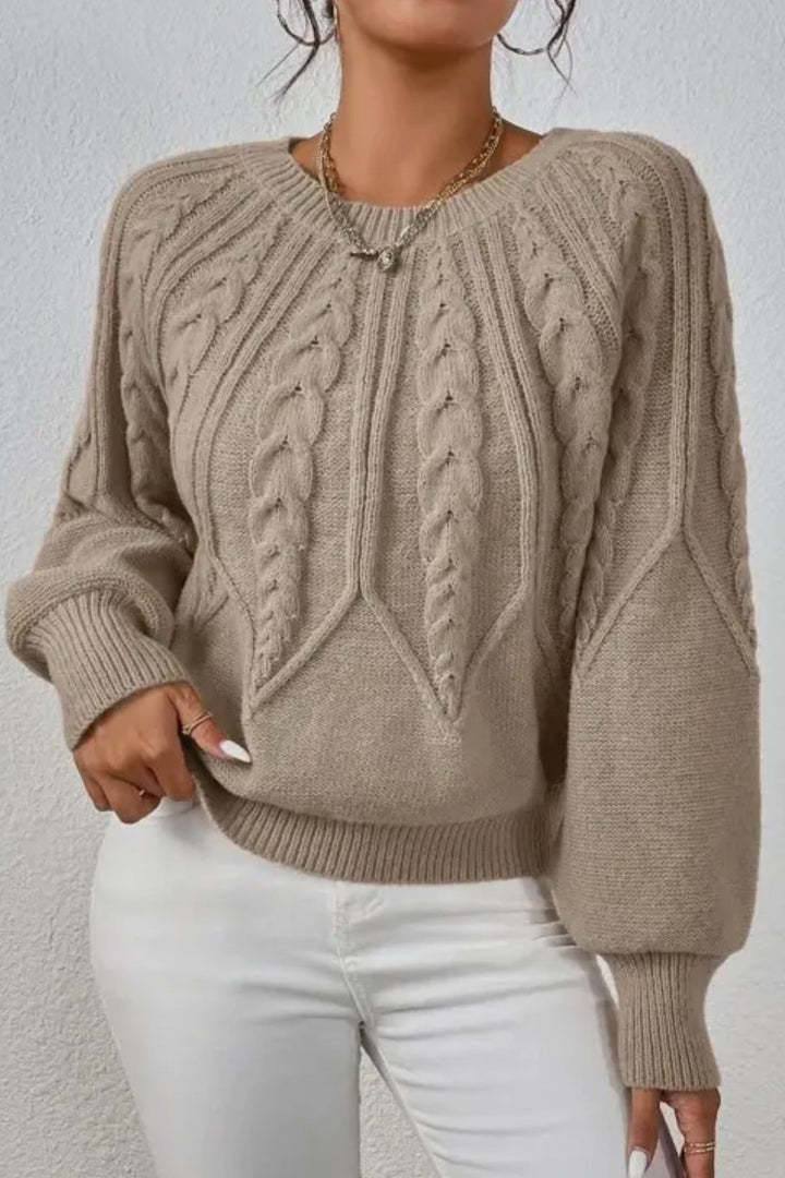 Damski Sweter z Wzorem Warkoczowym