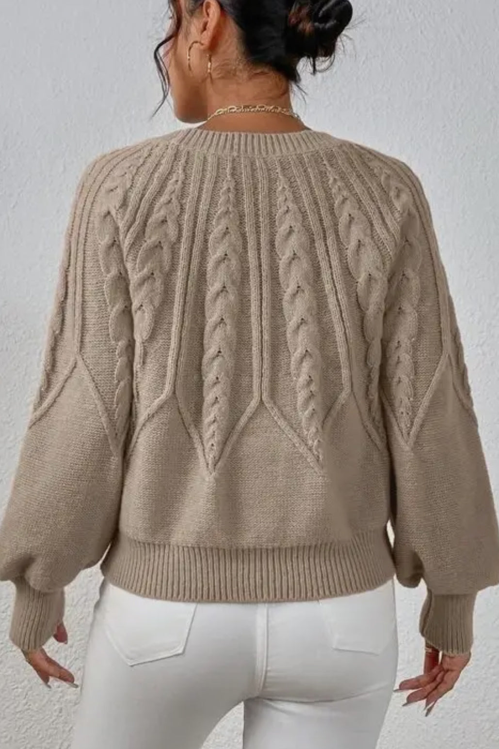 Damski Sweter z Wzorem Warkoczowym