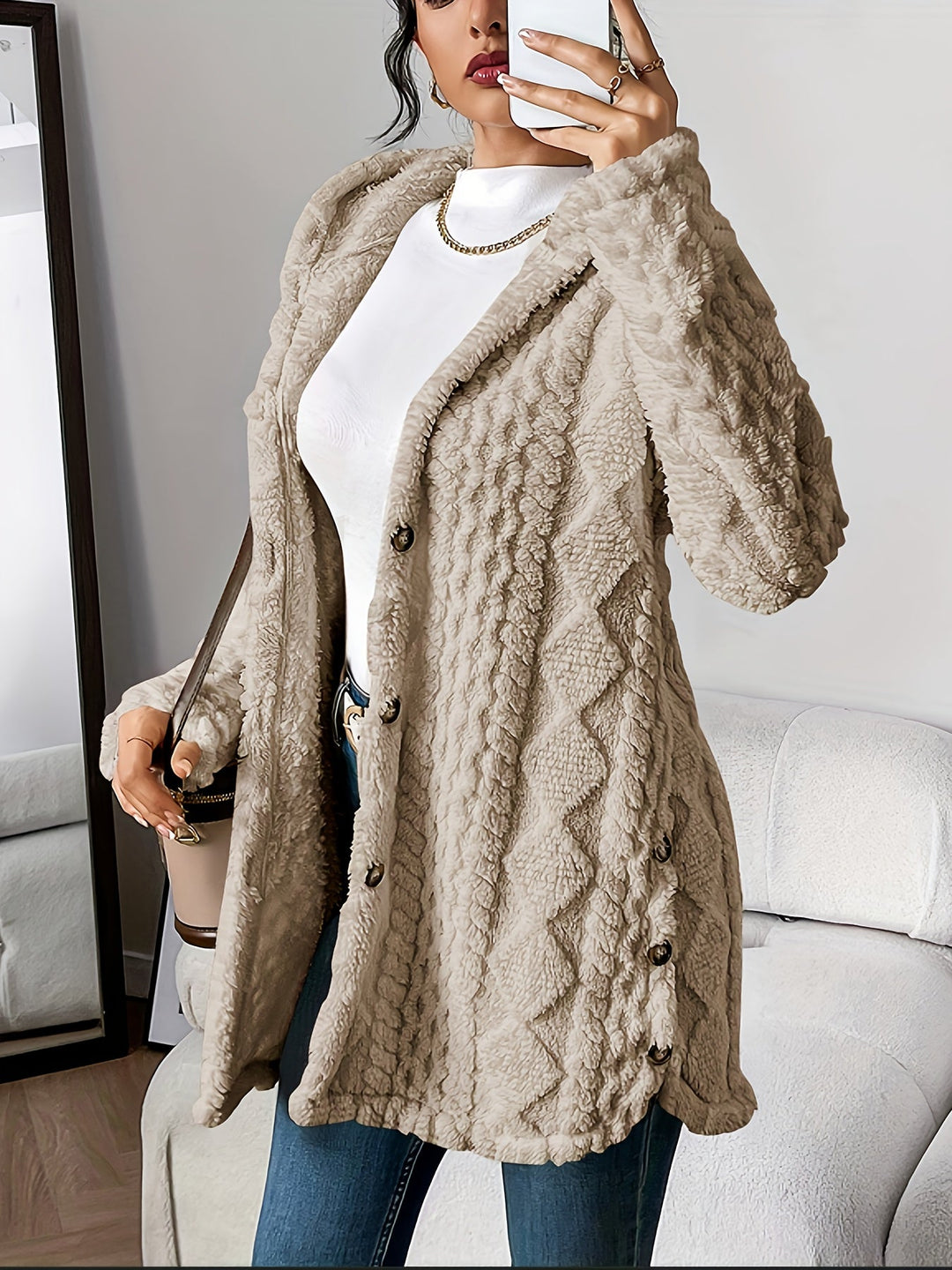 Damski Kardigan z Kapturem Teddy – Oversized