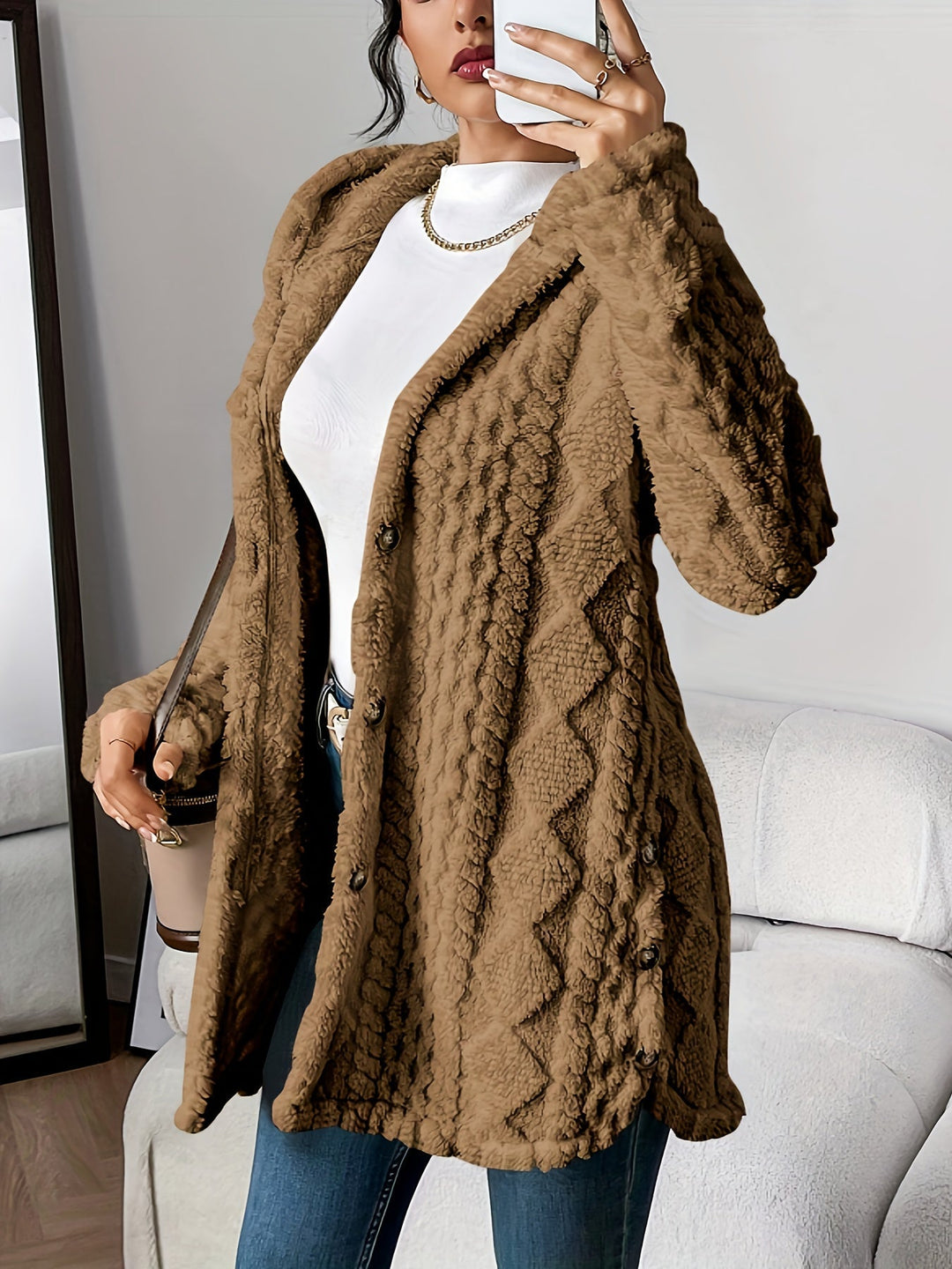 Damski Kardigan z Kapturem Teddy – Oversized